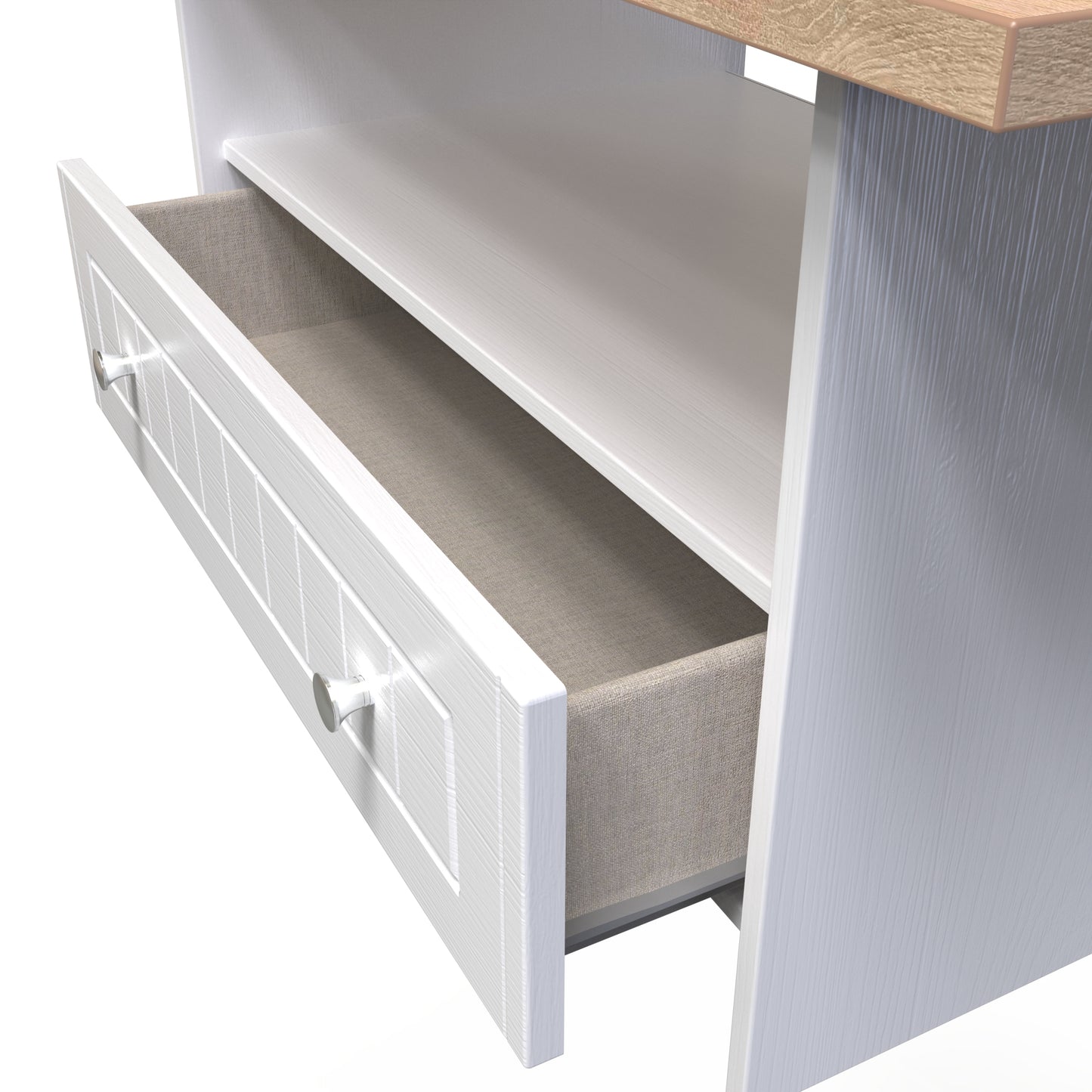 Vienna Coffee Table White & Light Oak 1 Shelf 1 Drawer 93cm