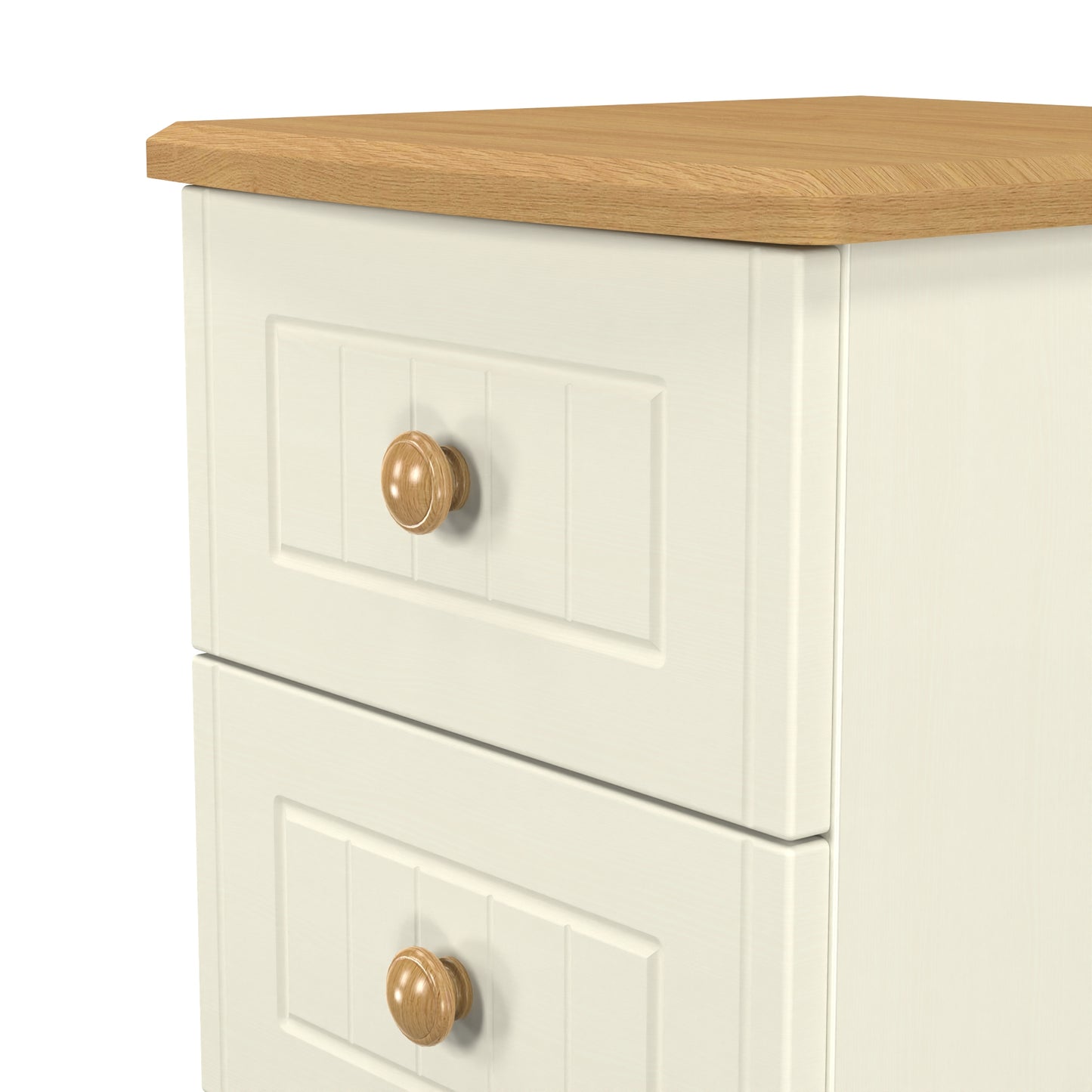 Warwick Bedside Table Cream & Oak 2 Drawers 40cm