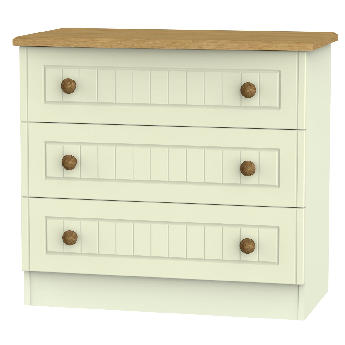 Warwick Chest of Drawers Cream & Oak 3 Drawers 77cm