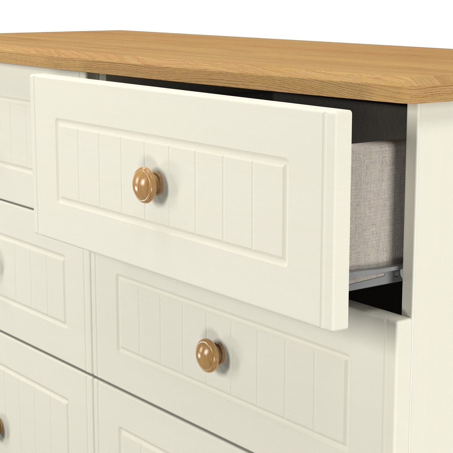 Warwick Large Chest of Drawers Cream & Oak 6 Drawers 112cm