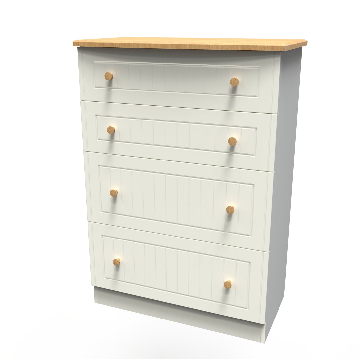 Warwick Tall Chest of Drawers Cream & Oak 4 Drawers 77cm