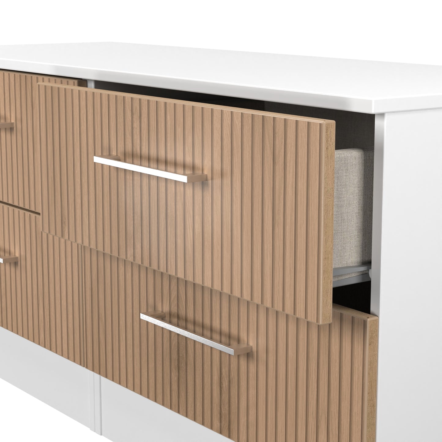 Worcester Large Chest of Drawers White & Light Oak 4 Drawers 110cm