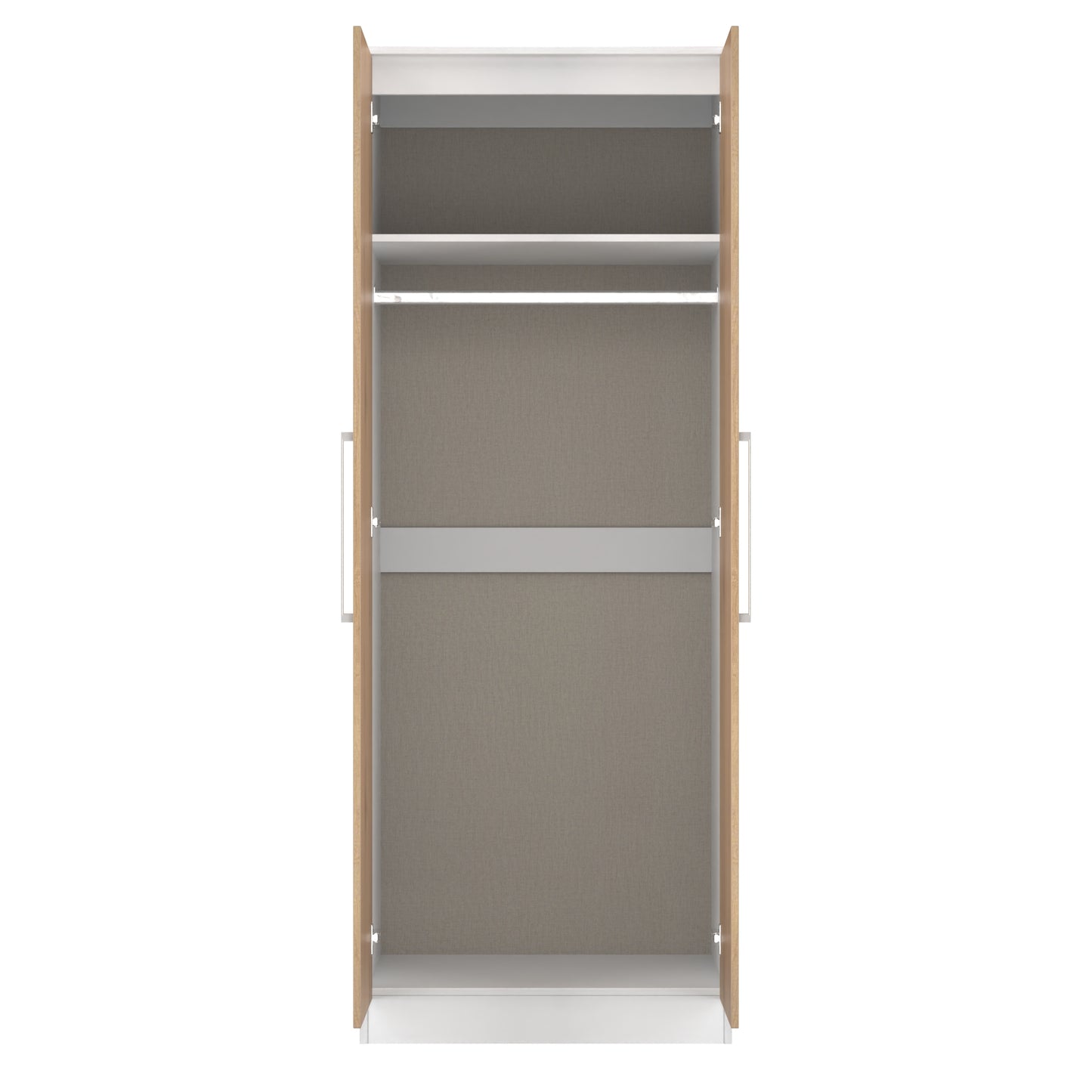 Worcester Tall Wardrobe White & Light Oak 2 Doors 1 Shelf 74cm