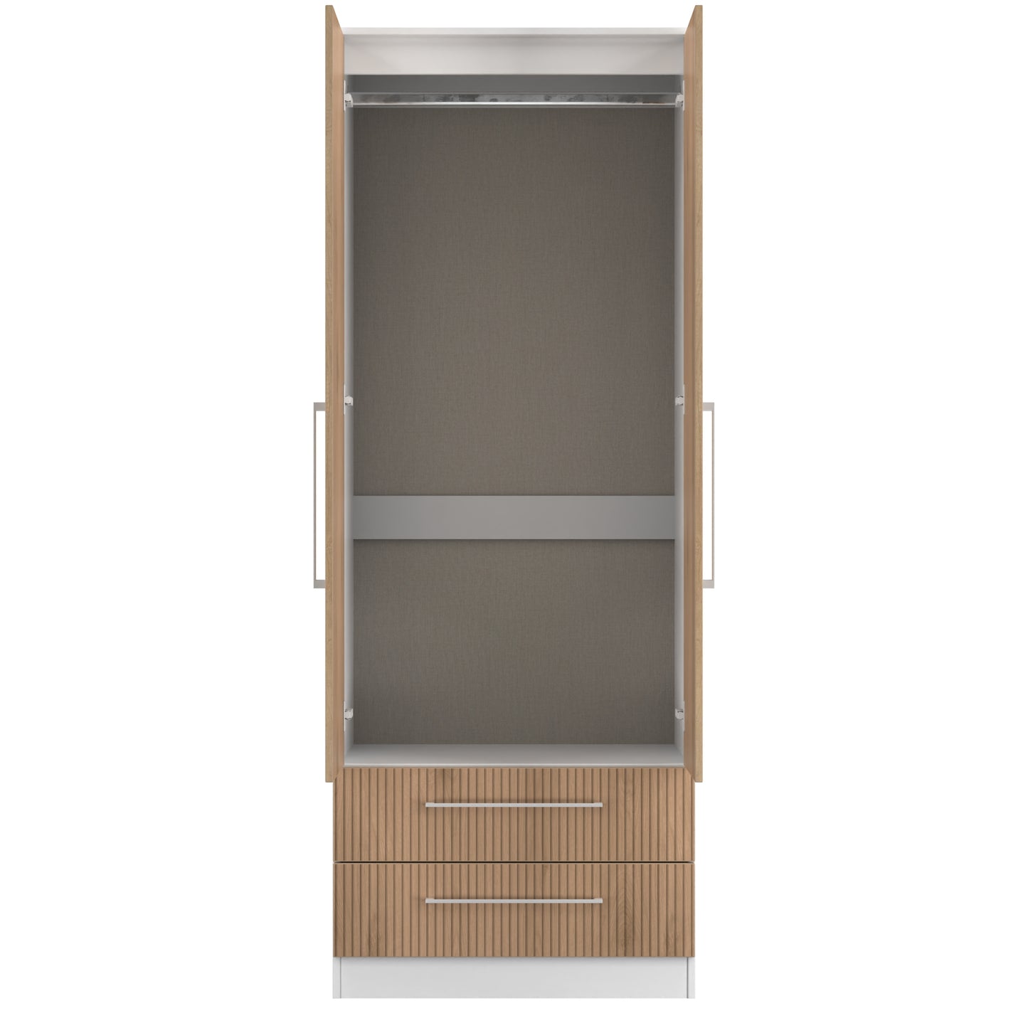 Worcester Tall Wardrobe White & Light Oak 2 Doors 2 Drawers 74cm