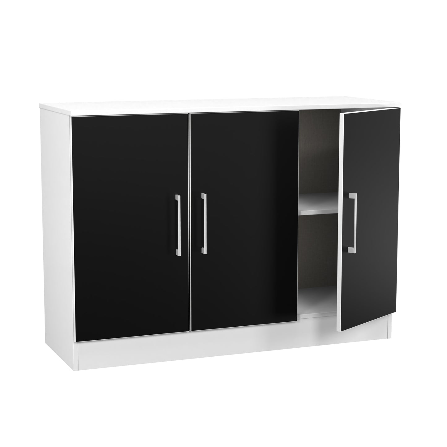 Worcester Large Sideboard Black & White 3 Doors 1 Shelf 110cm