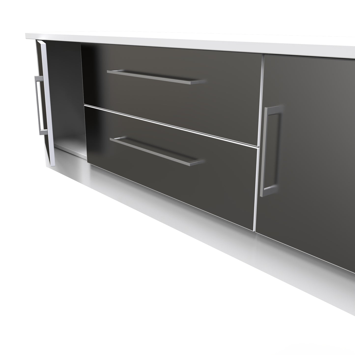 Worcester TV Unit Black & White 2 Drawers 2 Doors 144cm