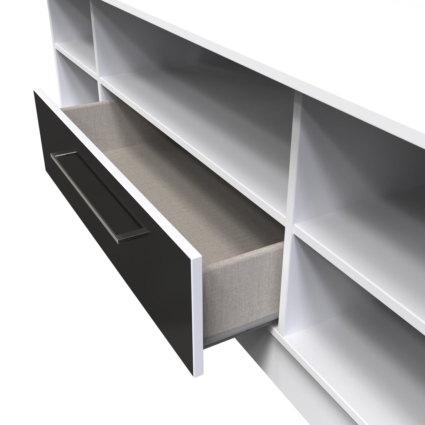 Worcester TV Unit Black & White 5 Shelves 1 Drawer 39cm