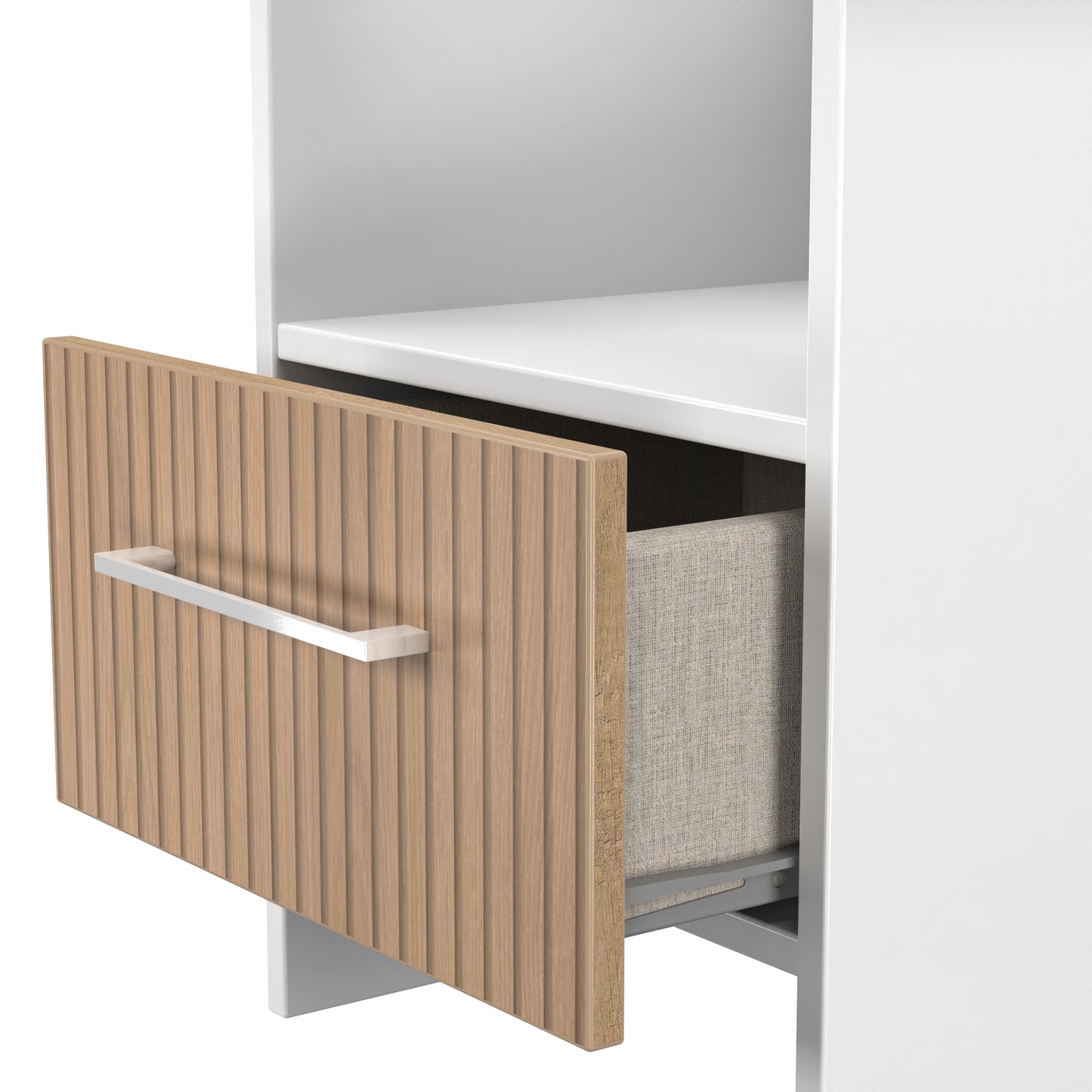 Worcester Side Table White & Light Oak 1 Shelf 1 Drawer 44cm