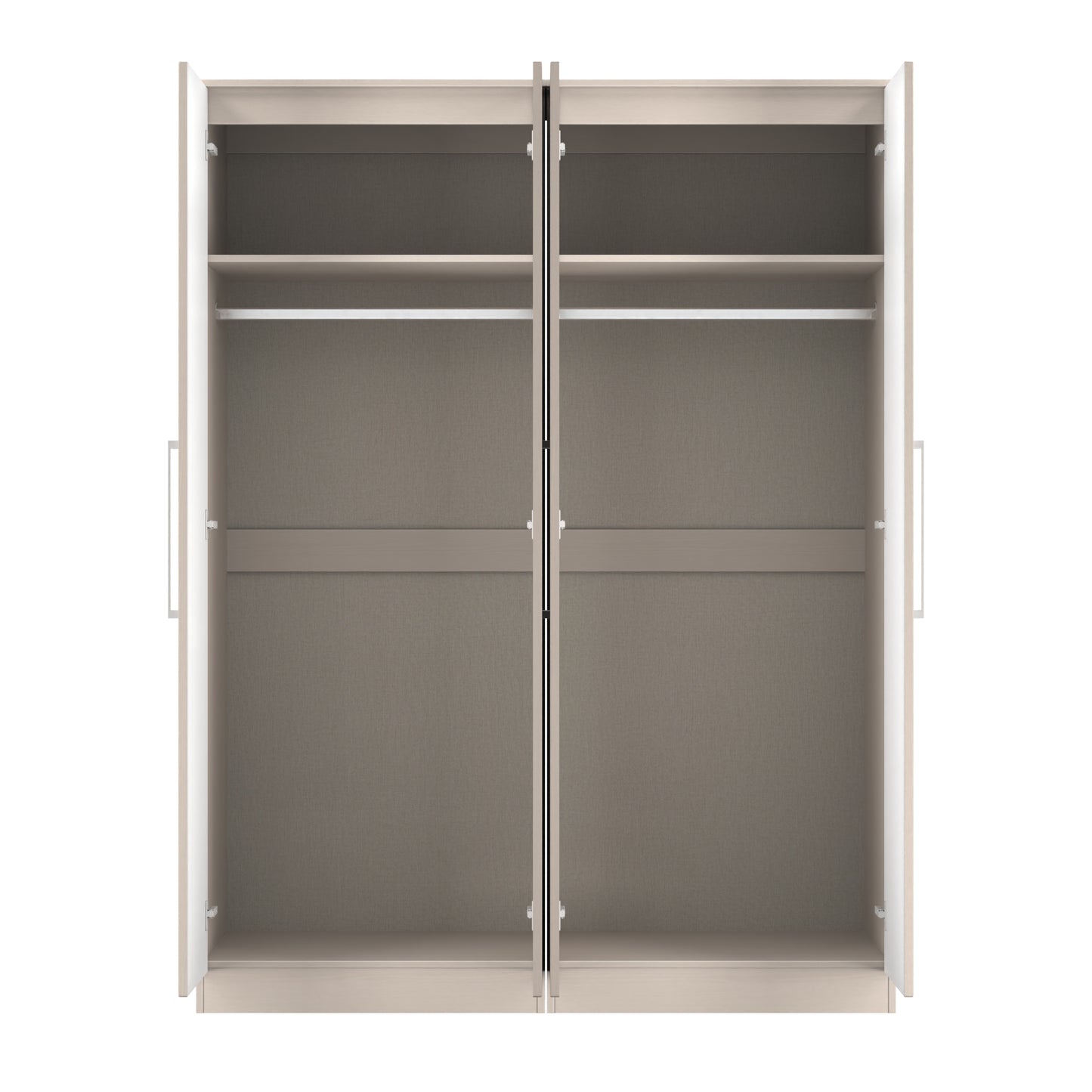 York Tall Mirror Wardrobe Cream 4 Doors 2 Shelves 148cm