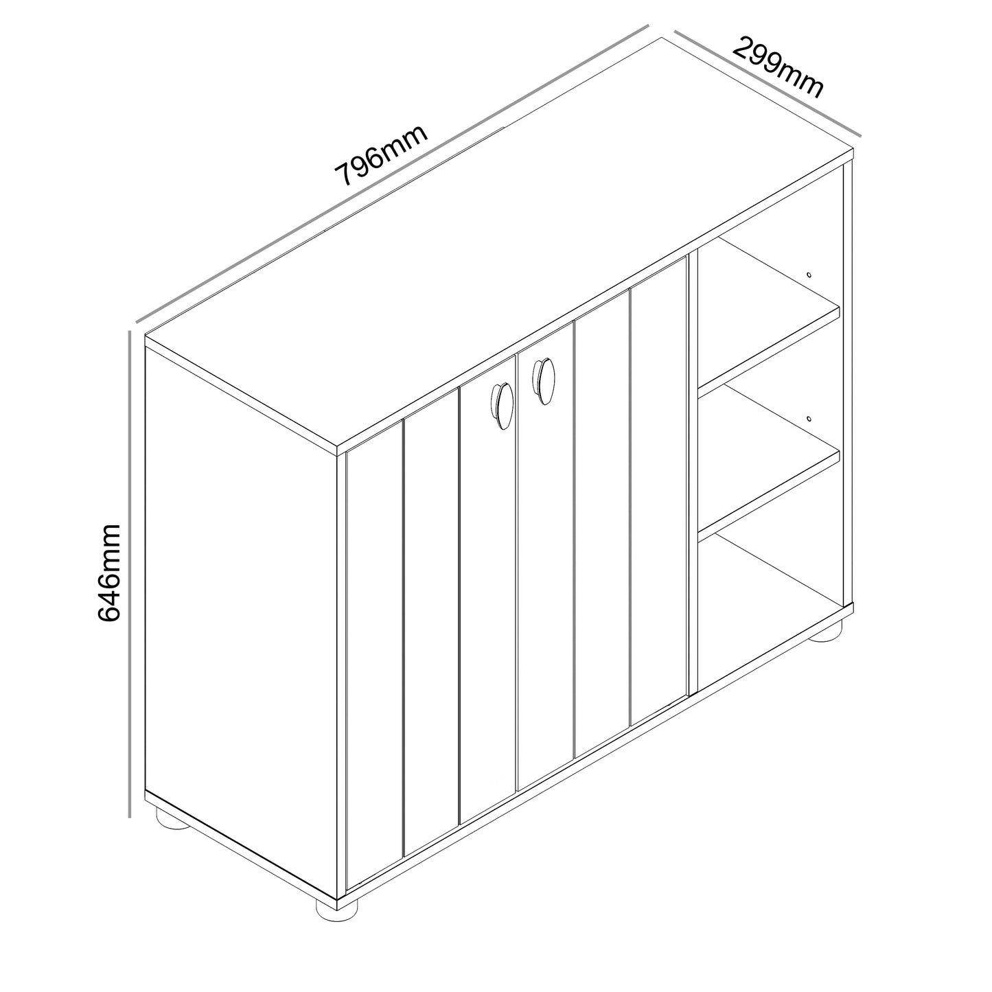 Bideford Shoe Storage Light Grey 2 Doors 6 Shelves