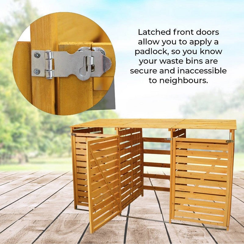 Raven Tripple 6' 5" x 2' 7" Pent Wheelie Bin Store - Classic Sprayed Vented