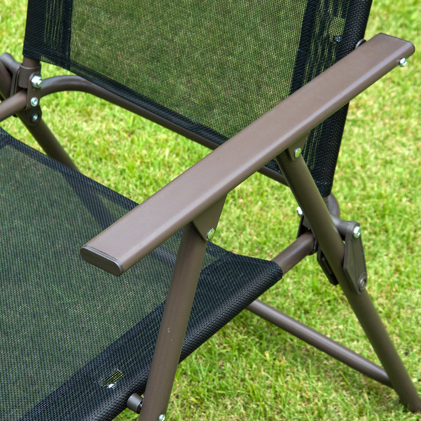 6-Piece Garden Patio Furniture Set Bistro Set Texteline Folding Chairs +Table +Parasol Black