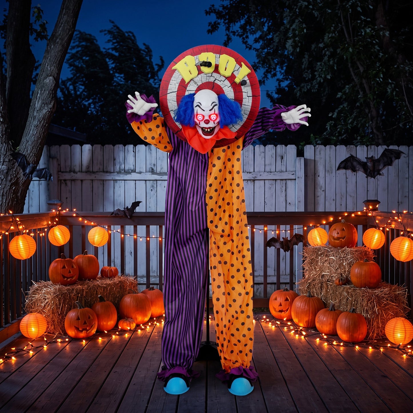Animated Scary Clown Halloween Decoration - 167cm