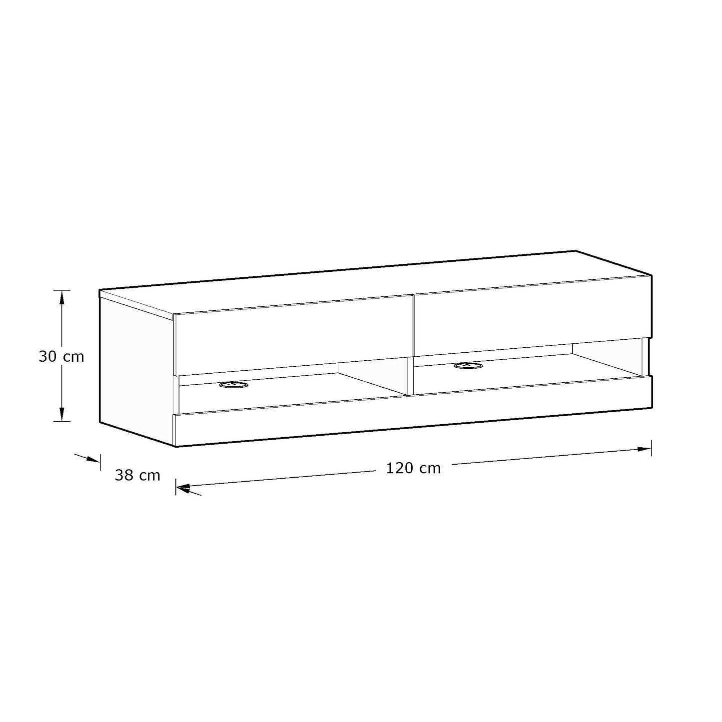 Leon TV Unit Grey 2 Shelves 2 Drawers