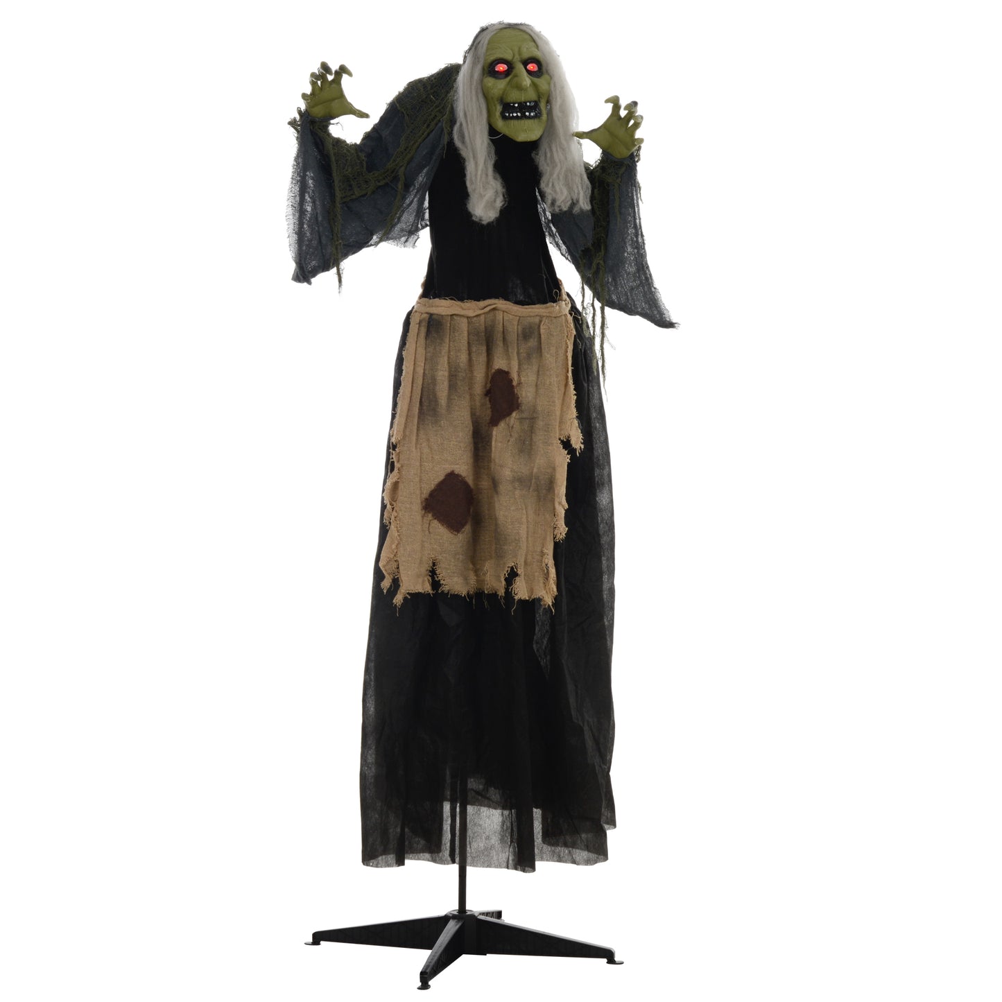 Animated Hunchback Witch Halloween Decoration - 160cm