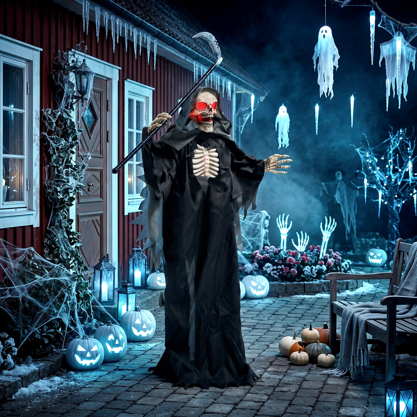 Animated Grim Reaper Halloween Decoration - 170cm