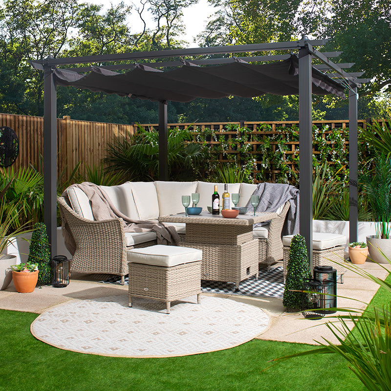 Garden Gazebo 3M x 3M Charcoal Canopy + FREE Gazebo Cover Cream By Croft