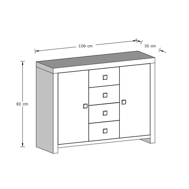 Jakarta Large Sideboard Natural 2 Doors 4 Shelves 4 Drawers