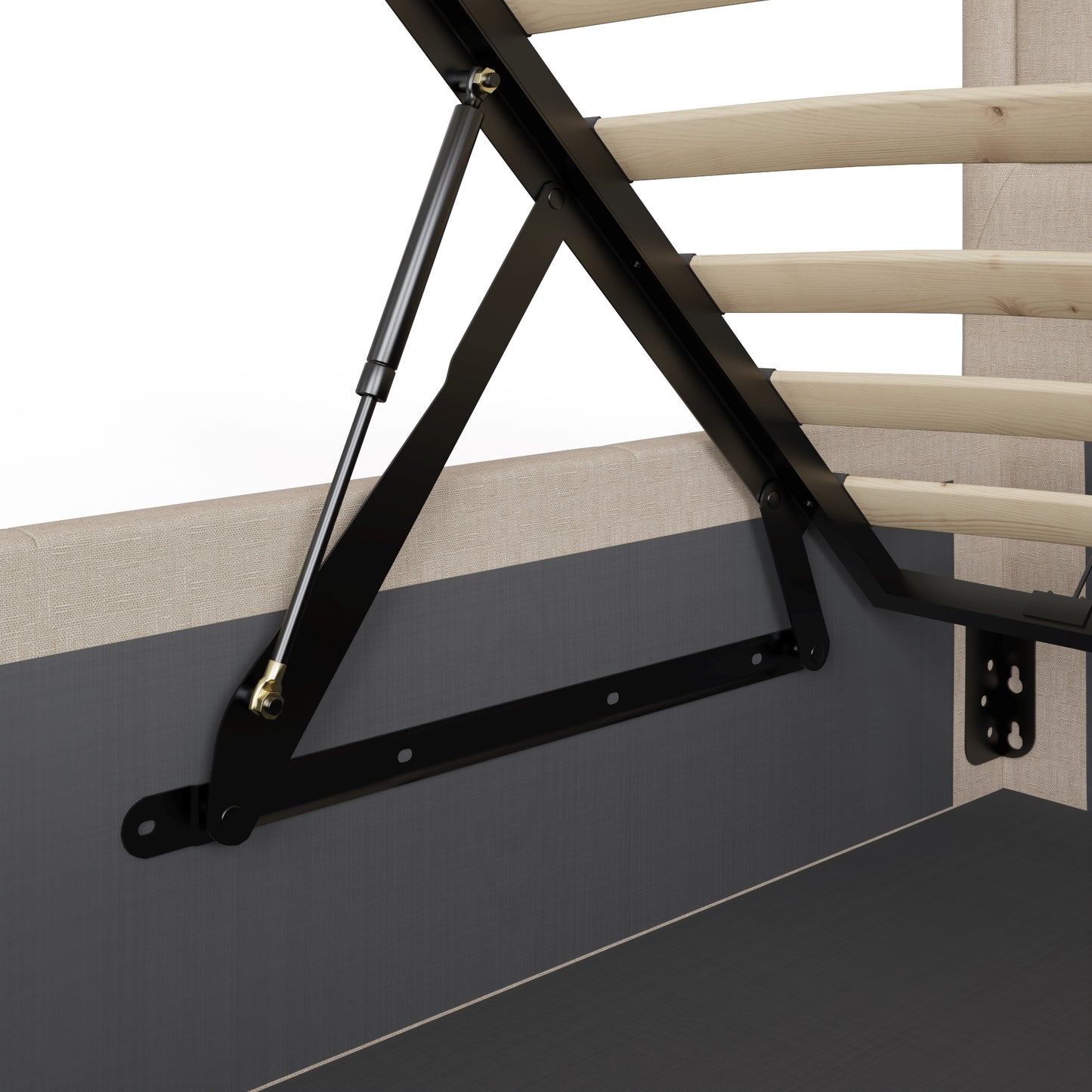 Hollywood Double Ottoman Bed Metal & Wood Natural 5 x 7ft