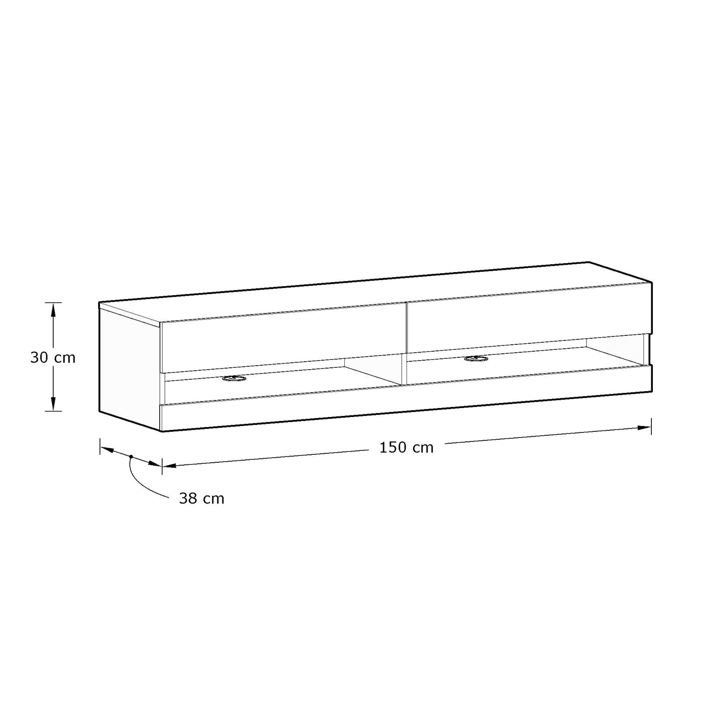 Leon TV Unit Grey 2 Shelves 2 Drawers