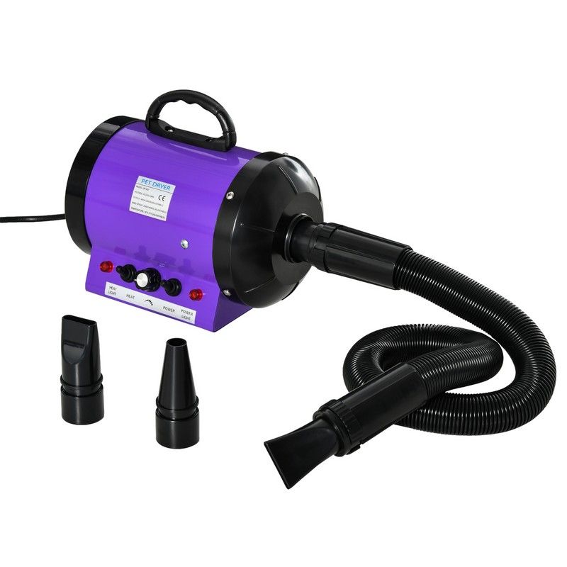 Pawhut 2800W Dog Pet Grooming Hairdryer Heater With Three Nozzles - Purple