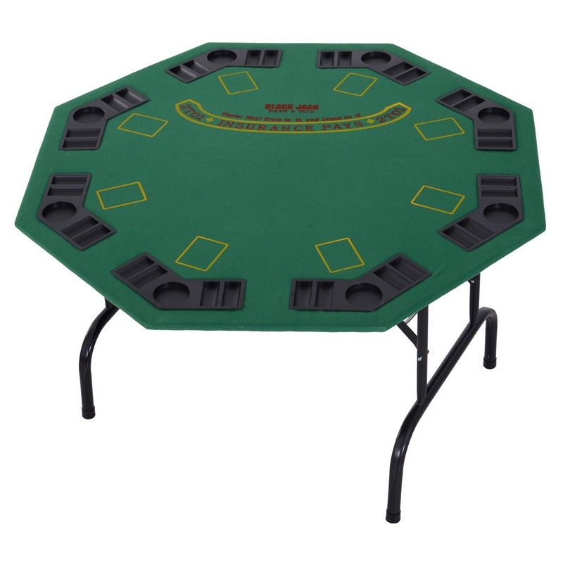 Homcom Medium-density fibreboard 8 Player Folding Poker Table Green