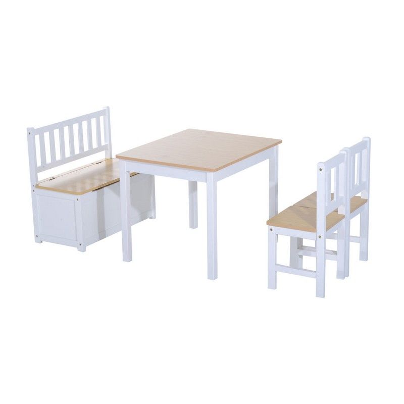 Homcom 4-Piece Kids Table And Chair Set With 2 Wooden Chairs