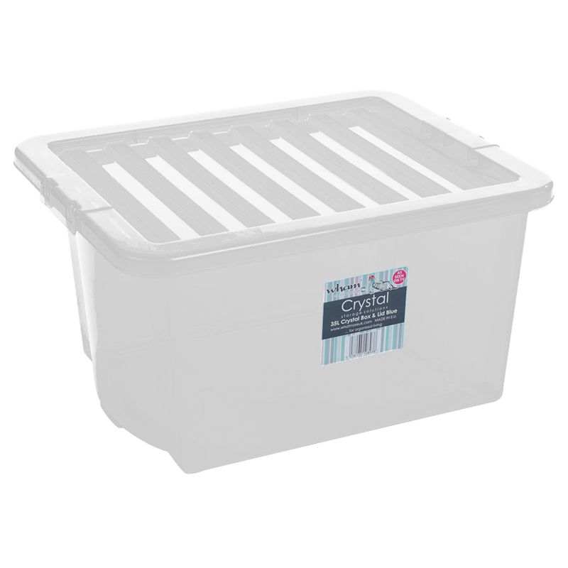 35L Wham Crystal Stacking Plastic Storage Clear Box & Clip Lid