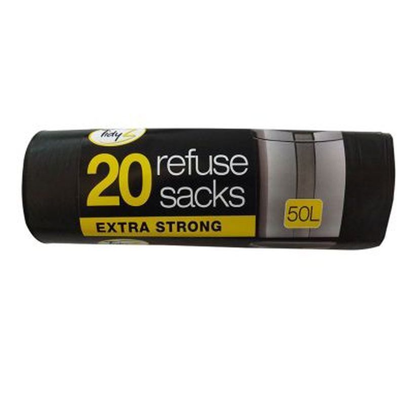 20 Strong Black Refuse Bags On A Roll