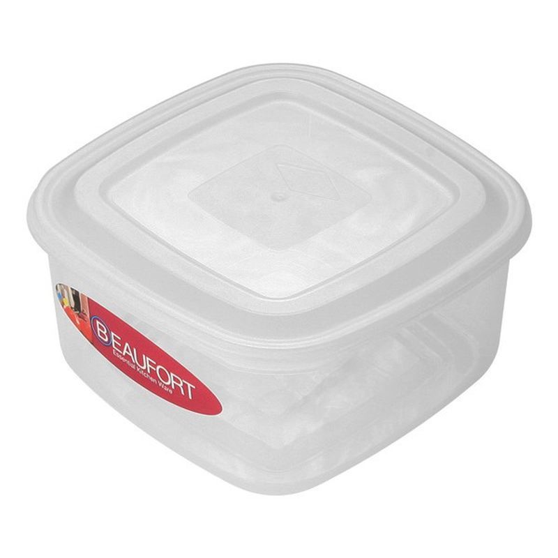 Plastic Food Container Square 1 Litre - Clear by Beaufort