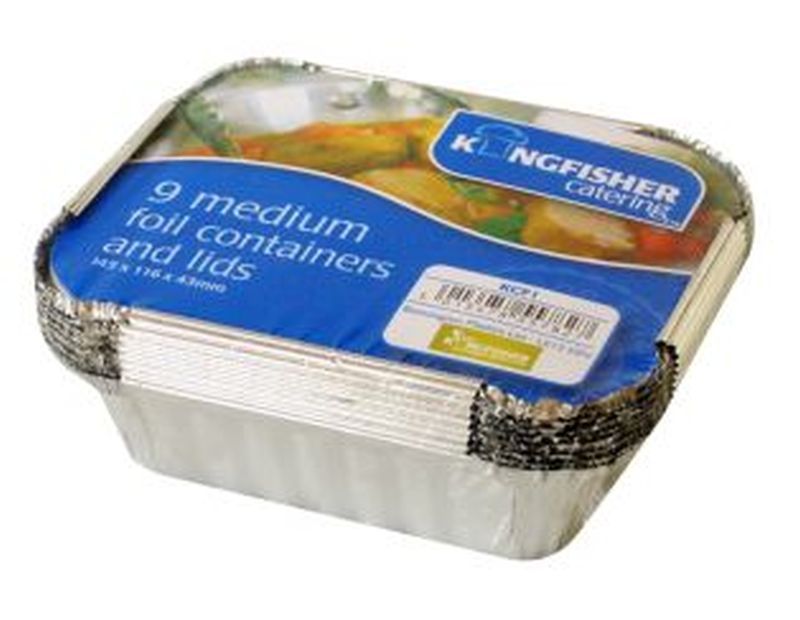 Kingfisher 9in Medium Foil Food Containers & Lids