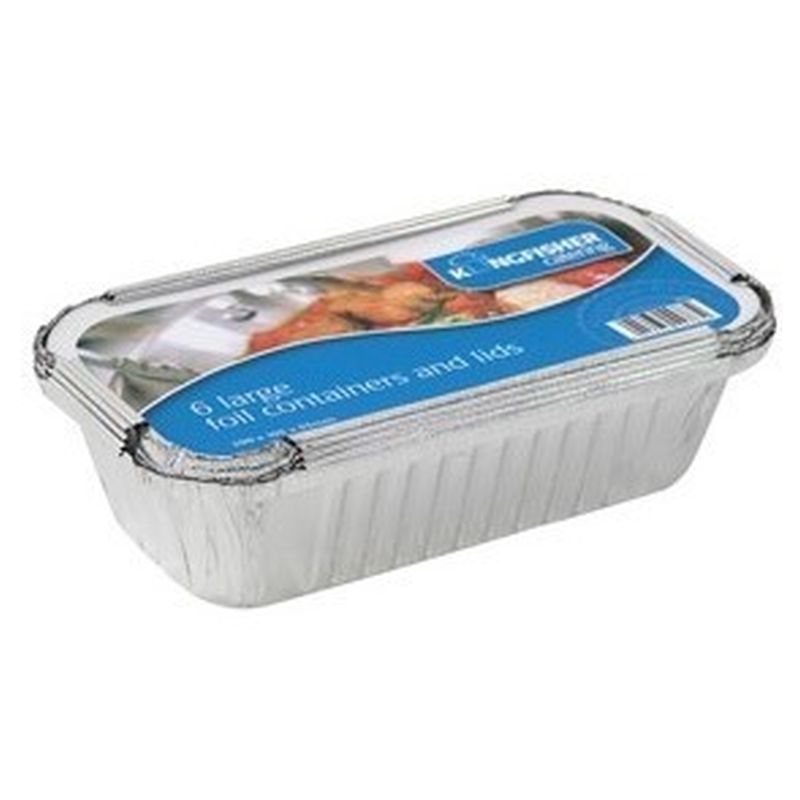Kingfisher 6 Pack Large Foil Food Container & Lids