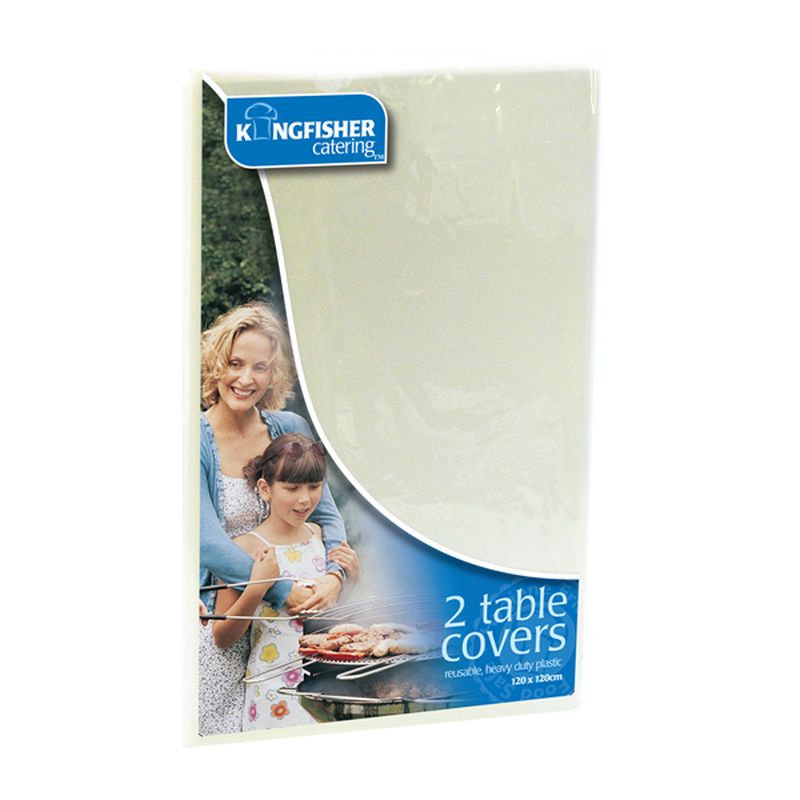 Kingfisher White Plastic Table Covers (Pack 2)