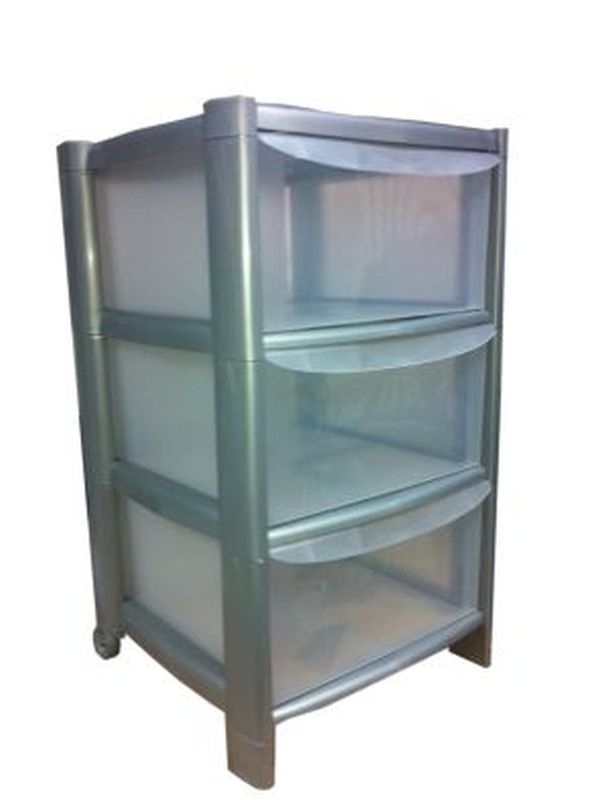 3 Draw Tower Silver Frame/Clear Draws