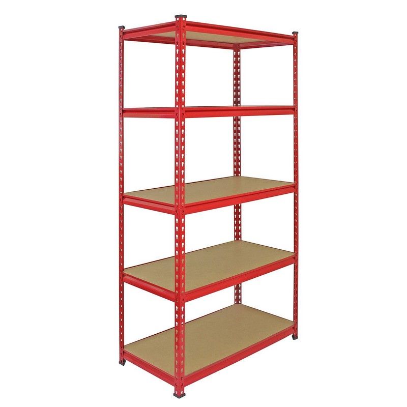 Steel Shelving Units 183cm - Red Extra Strong Set of Five Z-Rax 90cm by Raven