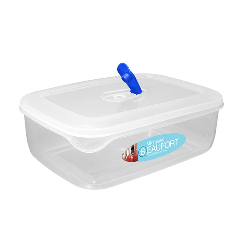 Plastic Food Container Rectangle 2.2 Litres - Clear Microseal by Beaufort