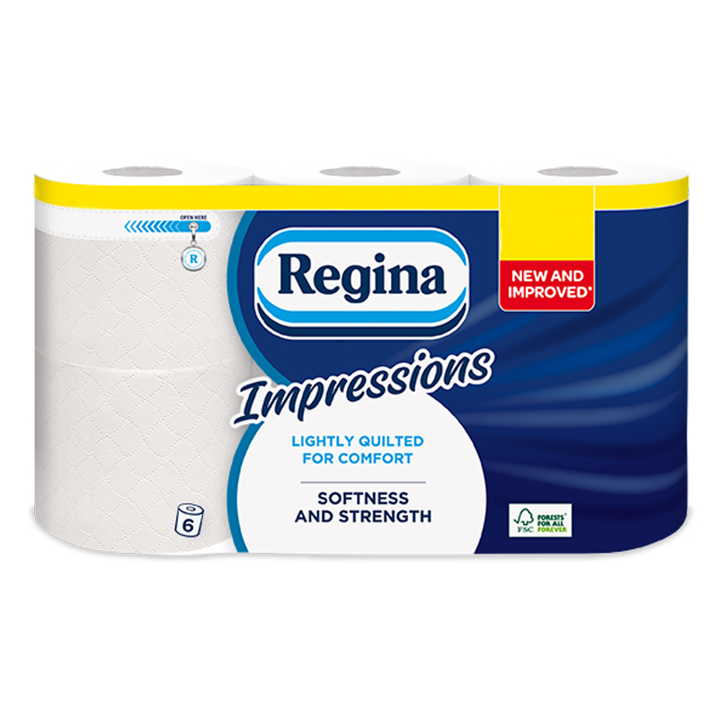 Regina White Impressions Toilet Tissue 6 Pack