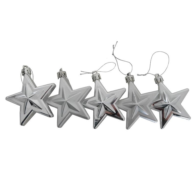 5 Pack Stars 6cm Silver