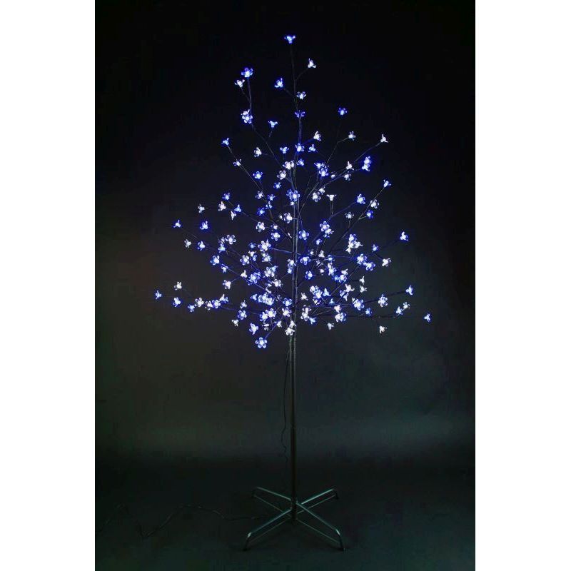 150cm Cherry Tree With 180 White & Blue Bulbs