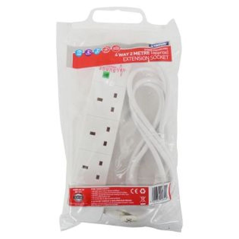 Surge Protection Extension Socket 4 Way 2mtr