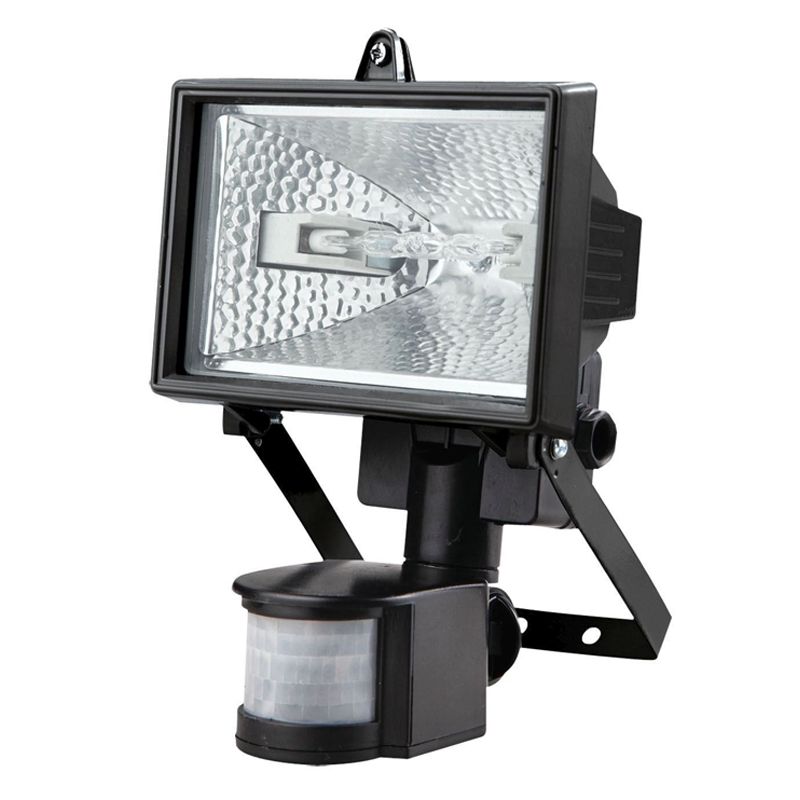 120W Halogen Black Floodlight with Motion Detection