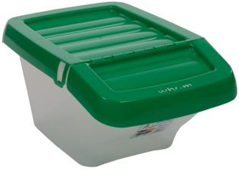 Wham Recycle Bin Clear/Green Hinged Lid 30Ltr