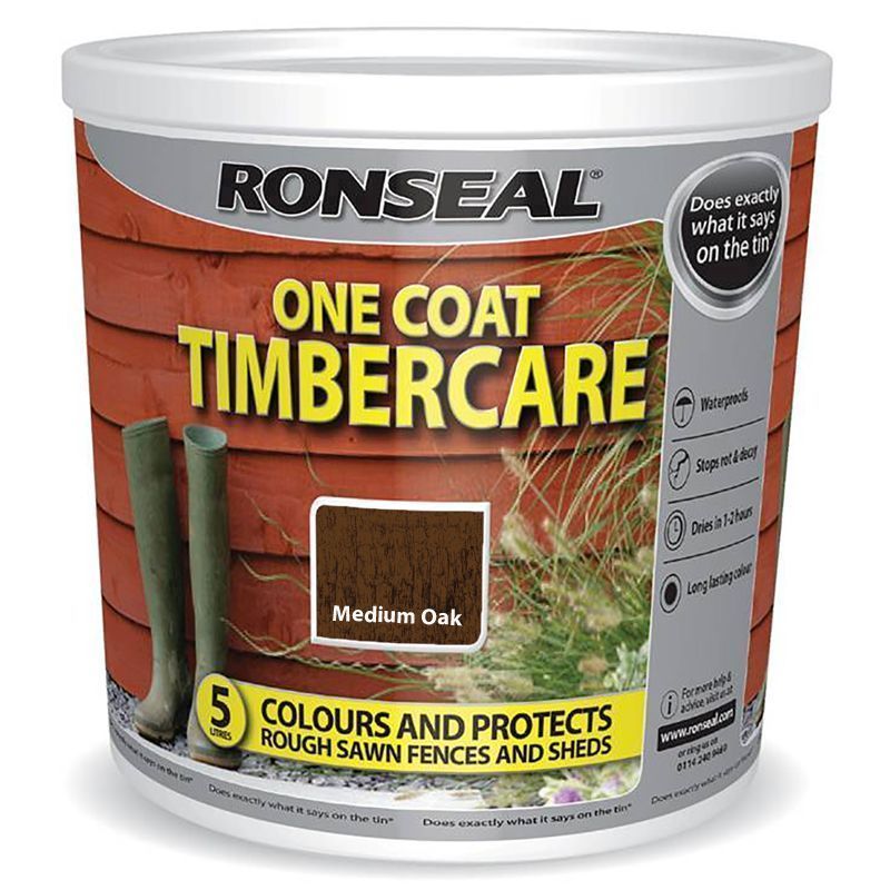 Ronseal One Coat Timbercare 5 Litre - Medium Oak