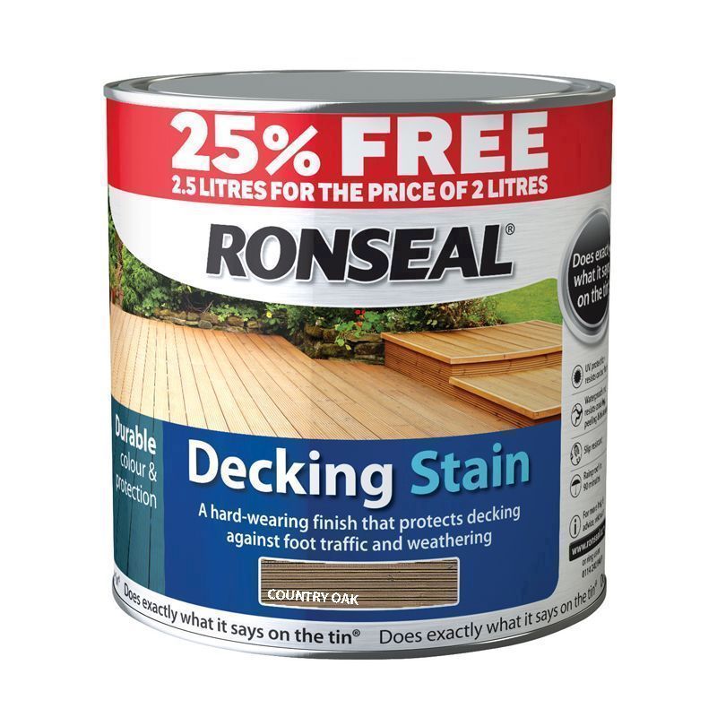 Ronseal Decking Stain (2 Litre + 25%) - Country Oak