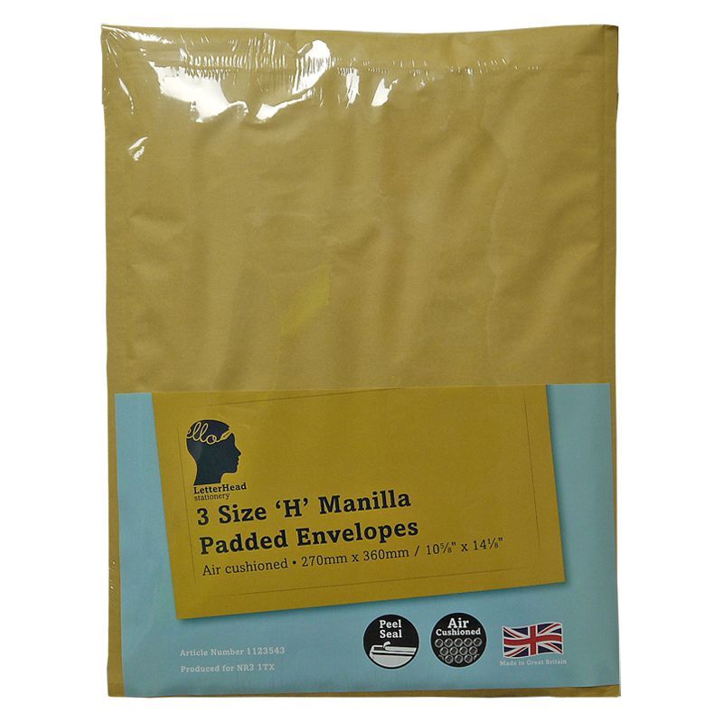 LetterHead 3 Pack Manilla Padded Envelopes Size H/5