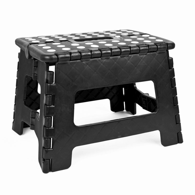 Home Essentials Small Folding Stool - Black With White Spots