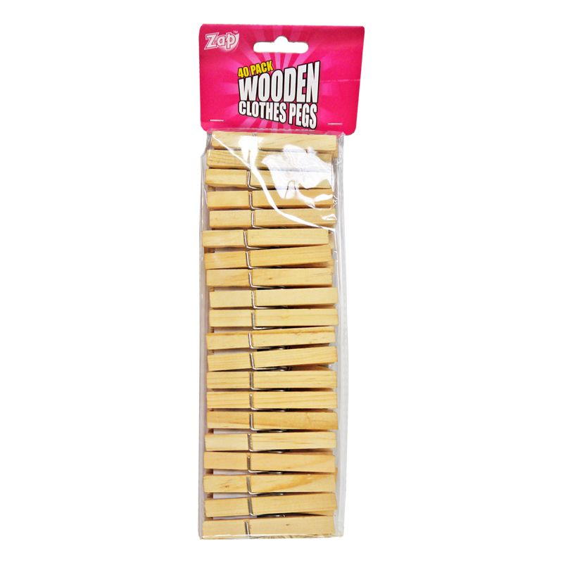 40 Pine Wooden Clothes Pegs
