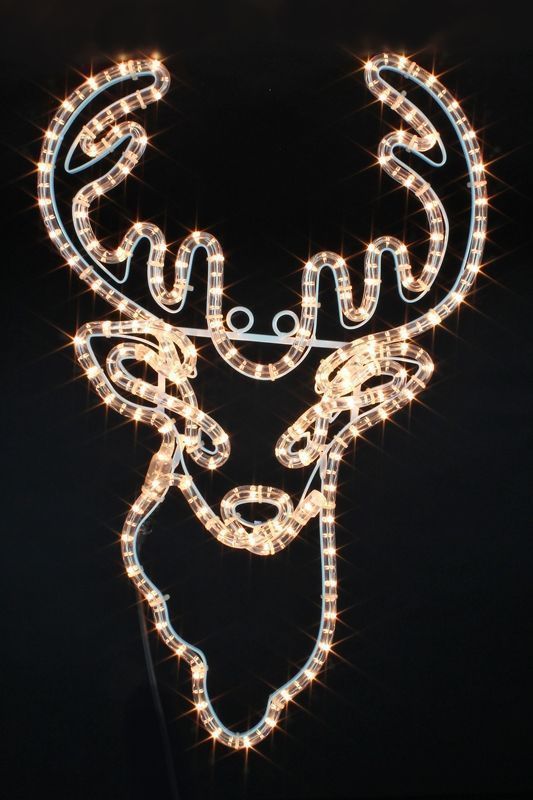 Reindeer Head Rope Light With 144 White Micro-Bulbs