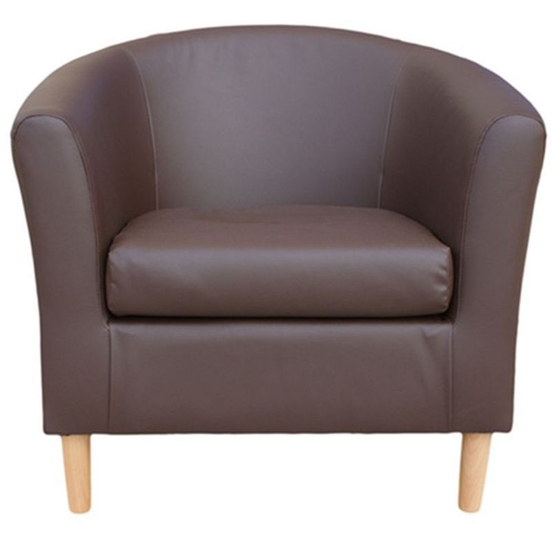 Brown Faux Leather Tub Chair - Nicole