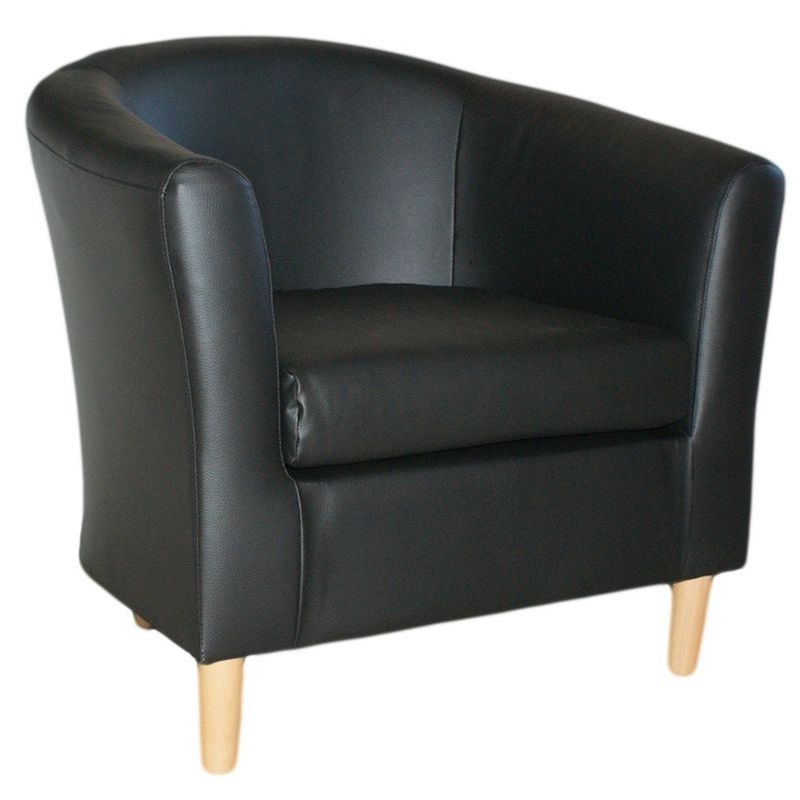 Black Faux Leather Tub Chair - Nicole